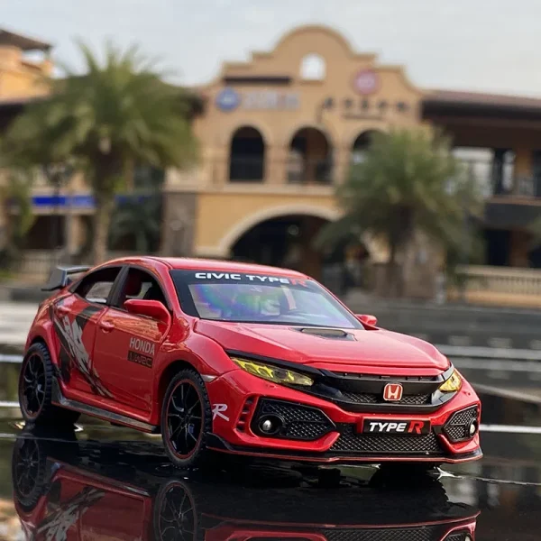 kf-S1241aaca1d21481e96f71f97917dd1d4A 1:32 HONDA CIVIC TYPE-R Alloy Car Model Diecasts & Toy Vehicles Metal Sports Car Model Sound and Light Collection Childrens Gift