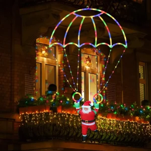 kf-S1d9abe3d8a404c628ac6c919f69ef8ca0 Christmas Decorations Outdoor Christmas Parachute Lights Santa Claus Hanging Multicolor Xmas Lights Holiday Decorative Indoor