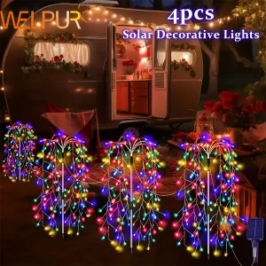 kf-S259e985a7b8a4e6dad3ddd4a714ad633T 4Pack 680LED Christmas Solar Firecracker Fireworks Lights Outdoor Yard Lawn Garden Decorative Light Party Landscape Lighting