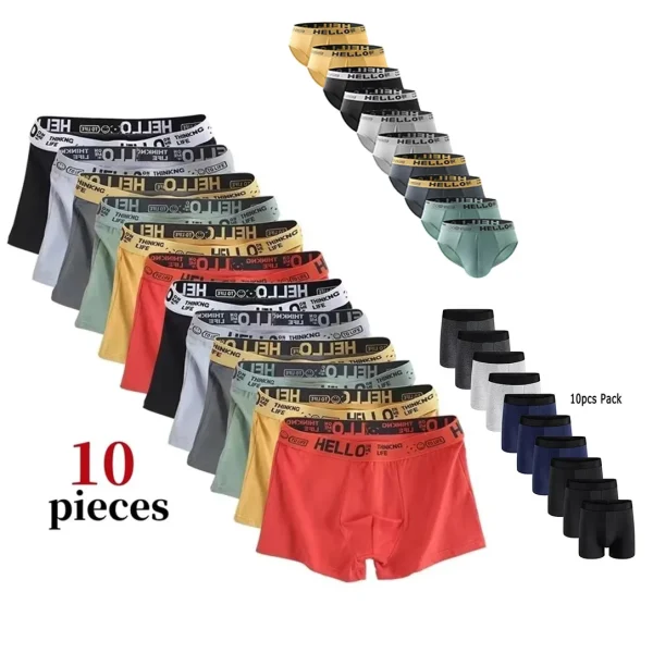 kf-S2a8e6d2813154d05aafb5bdaac6bfa314 10Pcs Men's Boxer And Briefs Fashion Underwear High Stretch Boxer And briefs Shorts Breathable Soft Men's Shorts Comfortable
