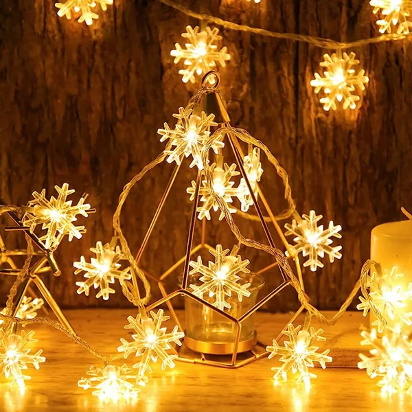 kf-S2f4d85d7878e4b488ea44002049245cek Snowflake LED String Fairy Light Garland Home Christmas Lights Wedding Decor Christmas Decor for Home Navidad Party Decoration