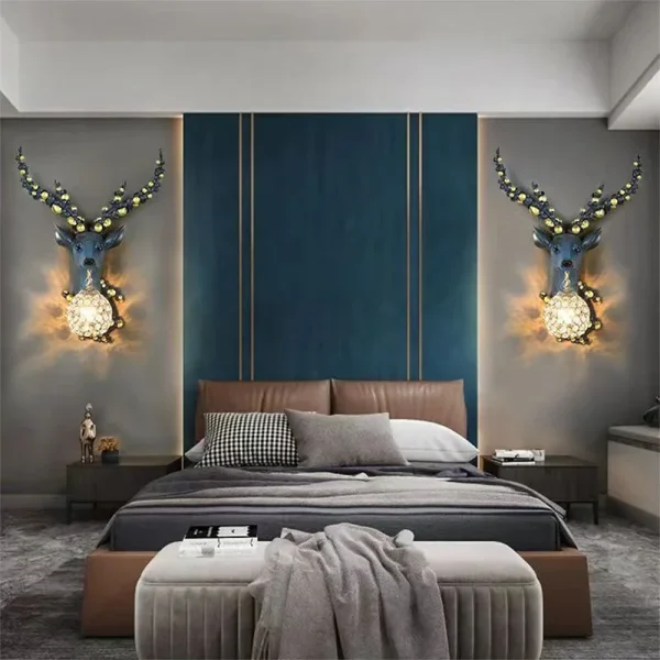 AFRA Contemporary Deer Antlers Wall Lamp Personalized And Creative Living Room Bedroom Hallway Aisle Decoration Light