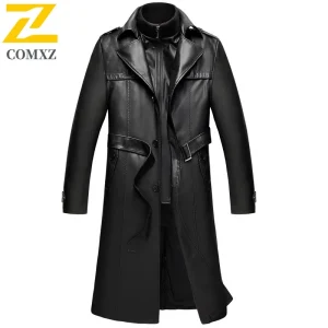 kf-S3303765d685b434599a626103ce60e72M COMXZ Men's Valley Jackets Classic Warm Road Cycling New Daily Walk PU Leather Trench Coat Fishing Trip Minimalist Racing Jacket