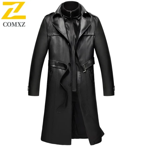 COMXZ Men's Valley Jackets Classic Warm Road Cycling New Daily Walk PU Leather Trench Coat Fishing Trip Minimalist Racing Jacket