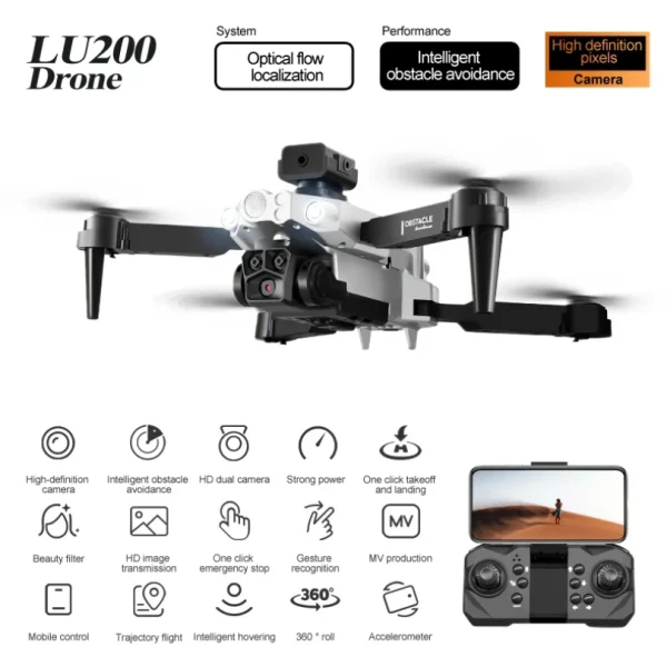 LU200 Drone 8K GPS Professional HD Aerial Photography Triple-Camera WIFI Omnidirectional Obstacle Avoidance Drone 10000M