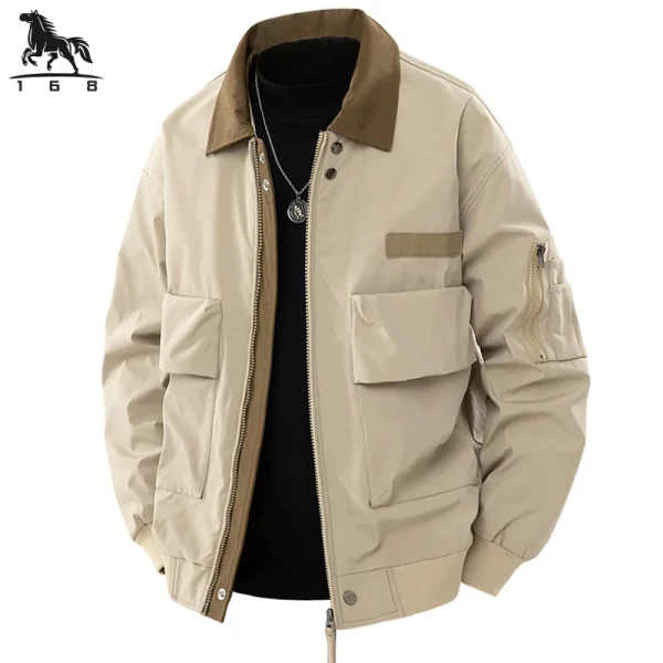 Jacket Mens Spring autumn New men jacket solid color washed Jackets casual coat Men's business coats Size M-3XL 4XL 82513