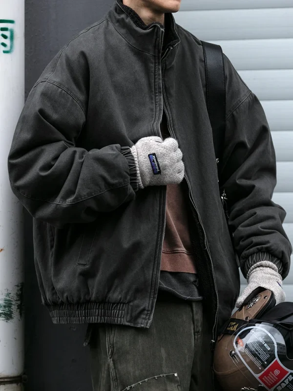 Japanese Vintage Polar Fleece Jacket Men Winter High Quality Thick Jacket Korean Streetwear Loose Couple Trendy Warm Coat Male