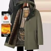 Top Grade Five Protective Tech Luxury Winter New Brand Camel Fleece Men's Parka Jacket Windbreaker Coats Heavy Plush Lining