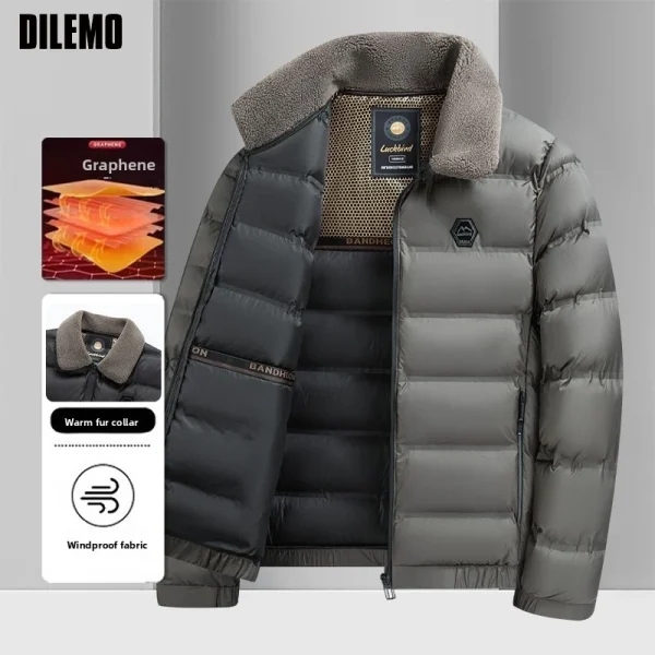 Top Grade Graphene Warmth Technology​ Men's New Winter Parka Jacket Windbreaker Diamond Quilted Bubble Puffer Coats