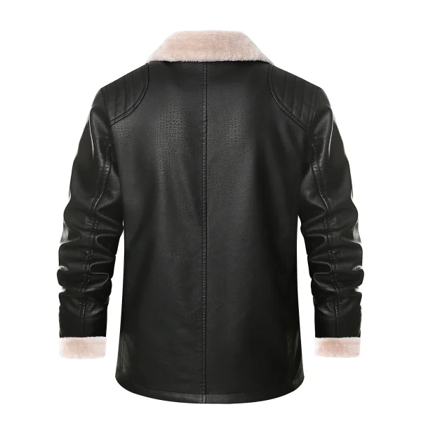 2024 Men Leather Jacket Men Fashion Warm Winter Coat Mens Pu Leather Jacket Lapel Casual Plush Leather Plus Velvet Fur Coat Male