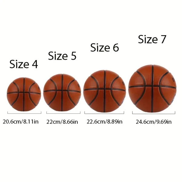 1pc official adult teenager basketball - brown size 4/5/6/7 basketball - durable rubber indoor/outdoor professional game ball