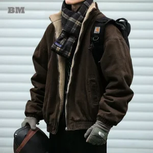 kf-S565eca1509144a2985b623bea84bdde3J Japanese Vintage Polar Fleece Jacket Men Winter High Quality Thick Jacket Korean Streetwear Loose Couple Trendy Warm Coat Male