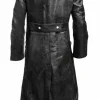 MEN'S GERMAN CLASSIC WW2 MILITARY UNIFORM OFFICER BLACK LEATHER TRENCH COAT