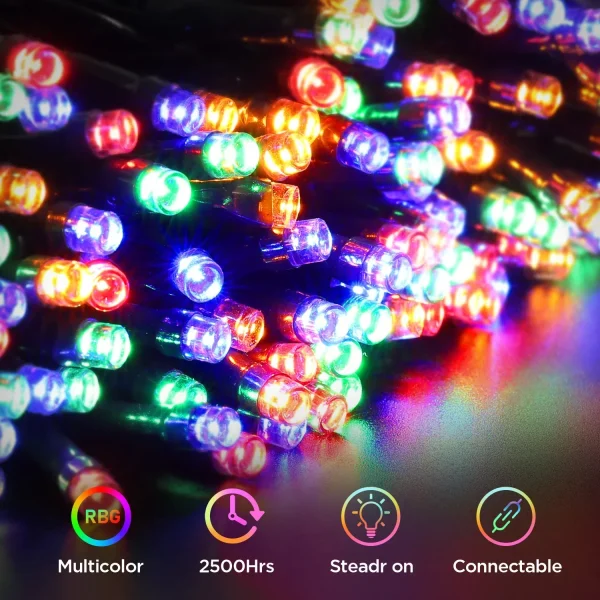 kf-S65e88d4f37294e9484330eda2bce2d41L 200 LEDs 82ft Multicolor Christmas Tree Lights, LED Christmas Light String, 8 Fairy Light Modes with Memory Timer Function