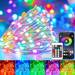 kf-S7c104c24104a4ceb941a0c343996c2d8m RGBIC Led String WS2812B Smart Fairy Light APP Remote Garland USB Waterproof Outdoor Christmas Light for Tree Bedroom Decoration