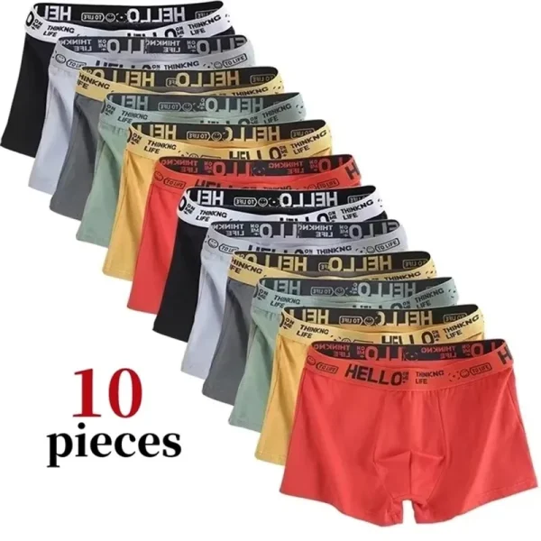 kf-S87f1b3e04eb844928b5a54a4ba25e493q 10Pcs Men's Boxer And Briefs Fashion Underwear High Stretch Boxer And briefs Shorts Breathable Soft Men's Shorts Comfortable