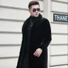 Men Faux Fur Long Coats Jackets Turn Down Collar Coat Thick Streetwear Jacket Work Outerwear Casual Autumn Winter 2025