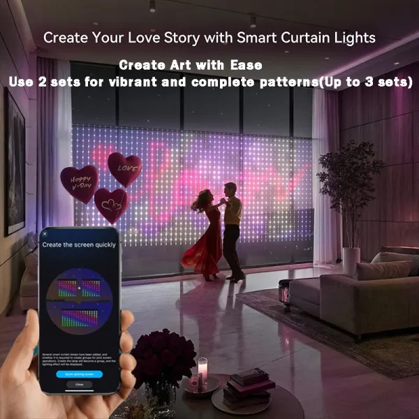 GCTECHING Christmas LED Smart Curtain Lights Room App DIY RGB Fairy Lights Music Window Strip Lights Home Room Decoration