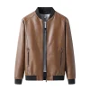 Sping Autumn Motorcycle Leather Jacket For Men Plus Size Baseball Jacket Fashion Business Casual Slim Fit Handsome Leather Coat