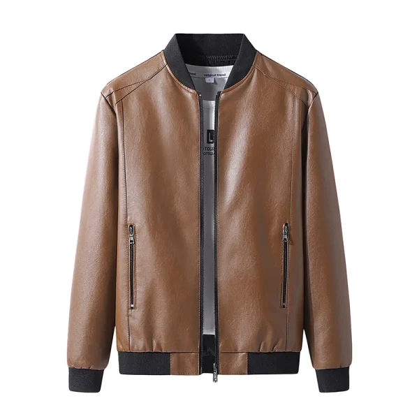 Sping Autumn Motorcycle Leather Jacket For Men Plus Size Baseball Jacket Fashion Business Casual Slim Fit Handsome Leather Coat