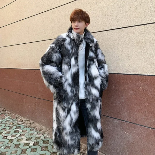 Men's Autumn Winter Fur Coats Warmth Thickened Leather Coats Fashion Casual Long Faux Fur Coats Streetwear Loose Fit Jackets