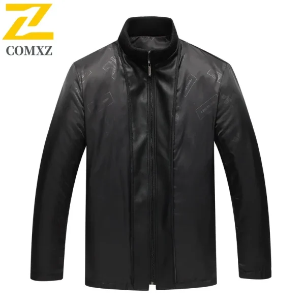 COMXZ Men's Valley Jackets Classic Warm Road Cycling New Daily Walk PU Leather Trench Coat Fishing Trip Minimalist Racing Jacket