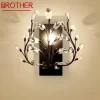 BROTHER Modern Crystal Wall lamp American Countryside LED Creative Living Room Corridor Home Decoration Light