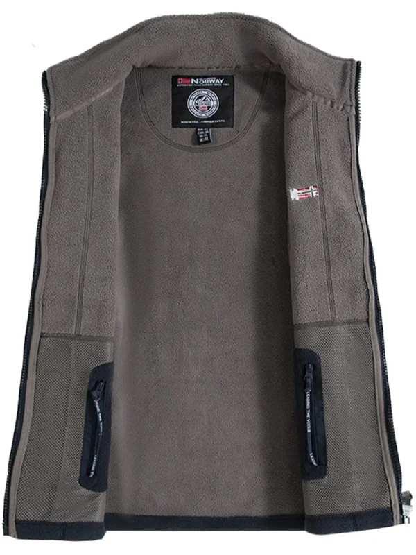 Navy Blue Fleece Zip - Up Jacket with Norwegian Flag and "Outdoor Norway" Embroidery