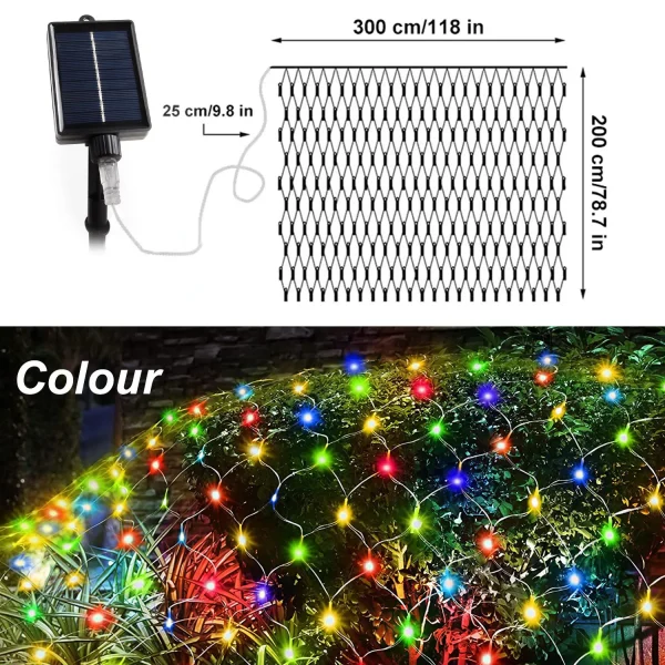 kf-Sbb353339efef49e282b6f51f185f71a6o 9.8*6.6Ft Solar Lights Net Waterproof 8 Lighting ModesOutside Garden Twinkle Lights For Patio Wall Roof Balcony Christmas Decor