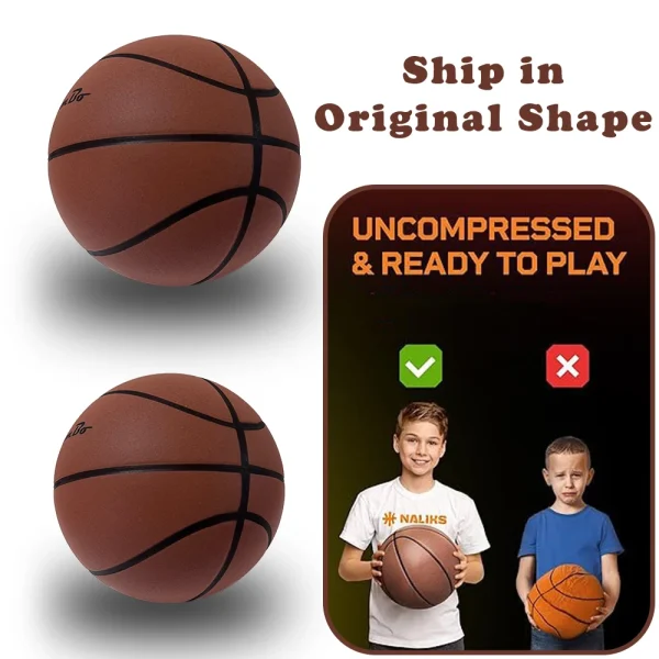 Silent Basketball Size 7#(29.5")6#/5# Dribbling Indoor Grooved Airless Foam Basketball Quiet Dribbling Training Silent Ball Gift