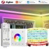 10m 20m Tuya Zigbee COB RGBIC LED Strip 24V Addressable IC Party Game Room Light Decor 2.4G Touch Remote for Alexa Google Home