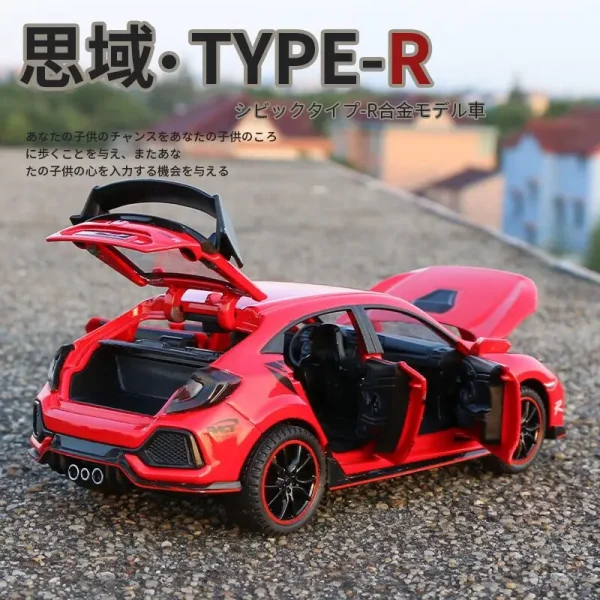 kf-Se415ccb49a30407dbb6383608ed2421e8 1:32 HONDA CIVIC TYPE-R Alloy Car Model Diecasts & Toy Vehicles Metal Sports Car Model Sound and Light Collection Childrens Gift