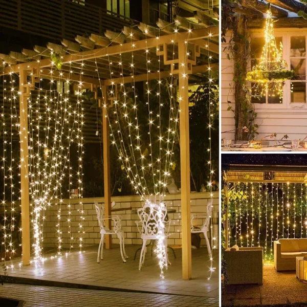 kf-Sece0a7e47a064e649e8a77e8ab7435c5l 6x3M LED Curtain Icicle String Lights Christmas Fairy Lights garland Outdoor Home For Wedding/Party/Garden Decoration 3M