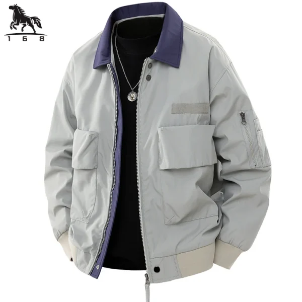 Jacket Mens Spring autumn New men jacket solid color washed Jackets casual coat Men's business coats Size M-3XL 4XL 82513