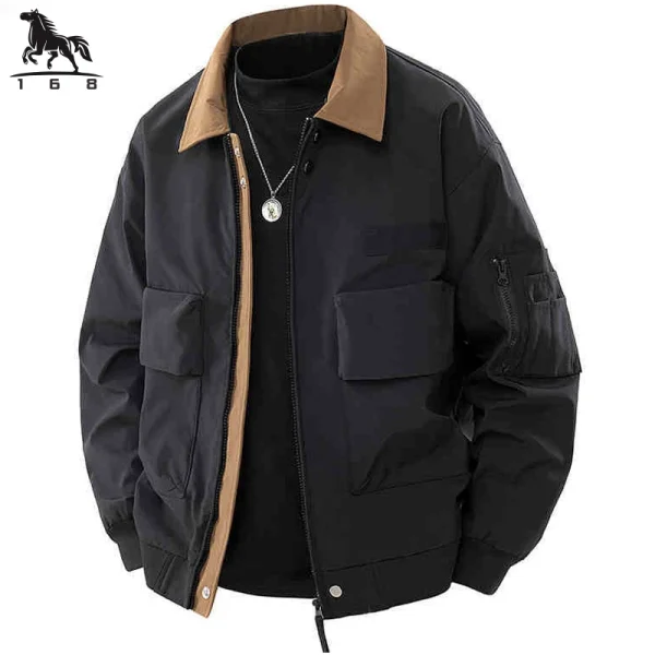 Jacket Mens Spring autumn New men jacket solid color washed Jackets casual coat Men's business coats Size M-3XL 4XL 82513