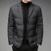 Men's Winter Fashion High-Quality down Jacket 90% White Duck down Warm Coat with Removable Scarf Suit Collar M-4XL Sizes