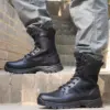 LUDEY Hot Selling Shoes for Men New Styles Security Shoes Hike Waterproof Tactical Boots Rubber Shoe Sole Black