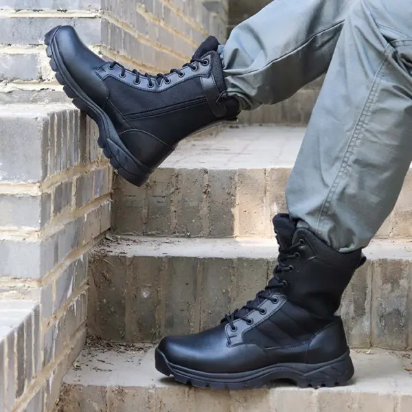 LUDEY Hot Selling Shoes for Men New Styles Security Shoes Hike Waterproof Tactical Boots Rubber Shoe Sole Black