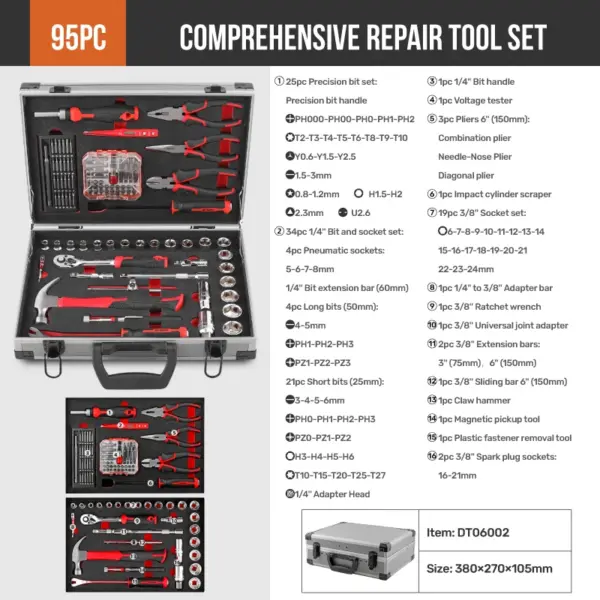 Professional Home DIY & Garage Auto Mechanics Tool Kit Set. Sockets, Wrenches, Pliers Tools in a Metal Tool Chest. OEM ODM Ready