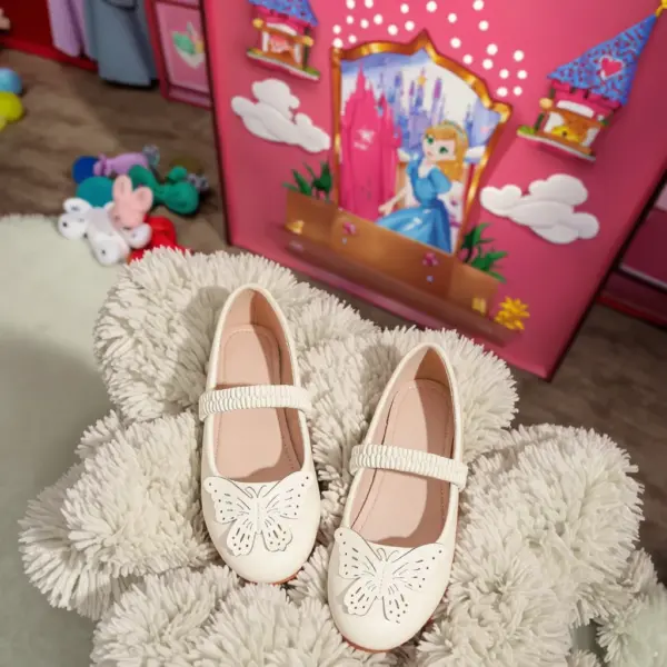 Best-Selling Cute Butterfly Floral Children's Shoes for Girls 7-13 Years Old Spring Summer Fashion Flat White Genuine Leather Best-Selling Cute Butterfly Floral Children's Shoes for Girls 7-13 Years Old Spring Summer Fashion Flat White Genuine Leather