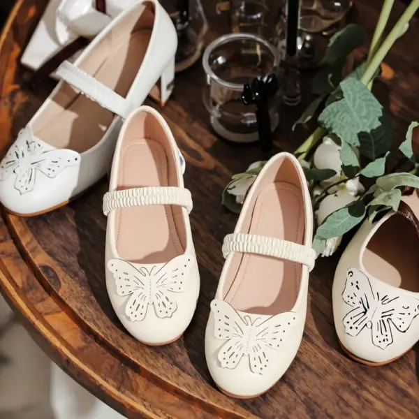 Best-Selling Cute Butterfly Floral Children's Shoes for Girls 7-13 Years Old Spring Summer Fashion Flat White Genuine Leather Best-Selling Cute Butterfly Floral Children's Shoes for Girls 7-13 Years Old Spring Summer Fashion Flat White Genuine Leather