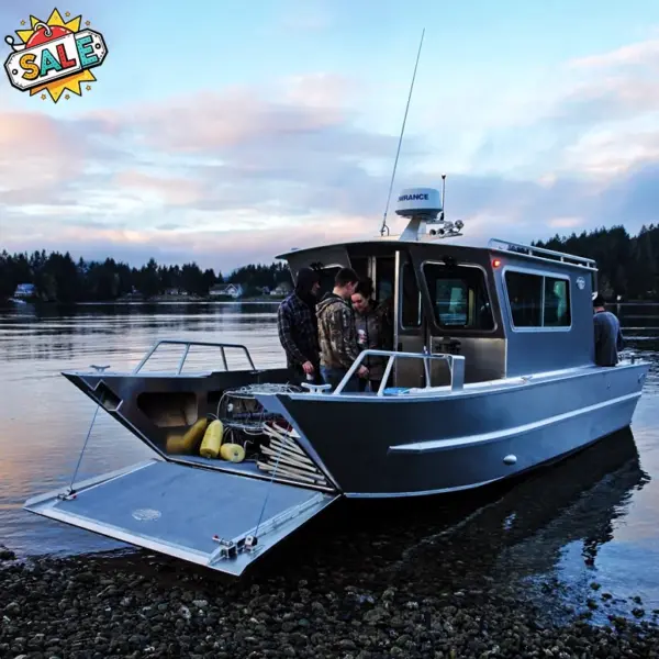 Kinlife 27FT Heavy-Duty Aluminum Landing Craft | Enclosed Cabin Work Boat for Cargo Transport & Offshore Utility Use