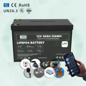 JREpower 12.8V JszE-LF155ME Lithium Ion Battery 12V 20Ah 12.8 Volts LiFePo4 High Performance Pack