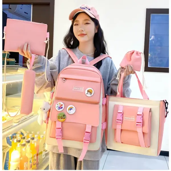 MKW3026 Wholesale Custom 4 in 1 Cheap School Bags Outdoor Travel Waterproof Kids Backpacks Set Casual Sports Backpacks for Girls