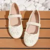 Best-Selling Cute Butterfly Floral Children's Shoes for Girls 7-13 Years Old Spring Summer Fashion Flat White Genuine Leather Best-Selling Cute Butterfly Floral Children's Shoes for Girls 7-13 Years Old Spring Summer Fashion Flat White Genuine Leather