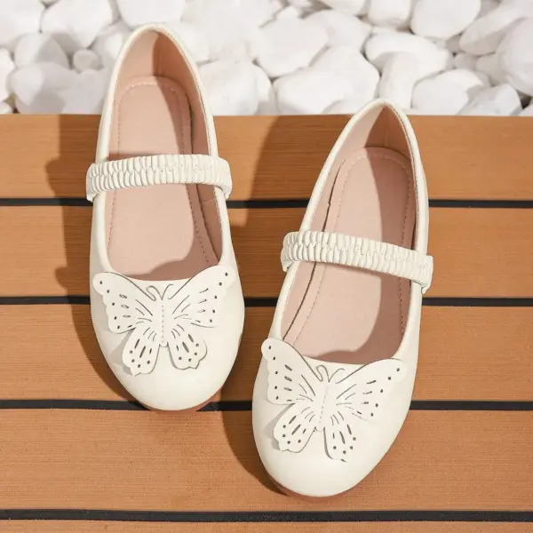 Best-Selling Cute Butterfly Floral Children's Shoes for Girls 7-13 Years Old Spring Summer Fashion Flat White Genuine Leather Best-Selling Cute Butterfly Floral Children's Shoes for Girls 7-13 Years Old Spring Summer Fashion Flat White Genuine Leather