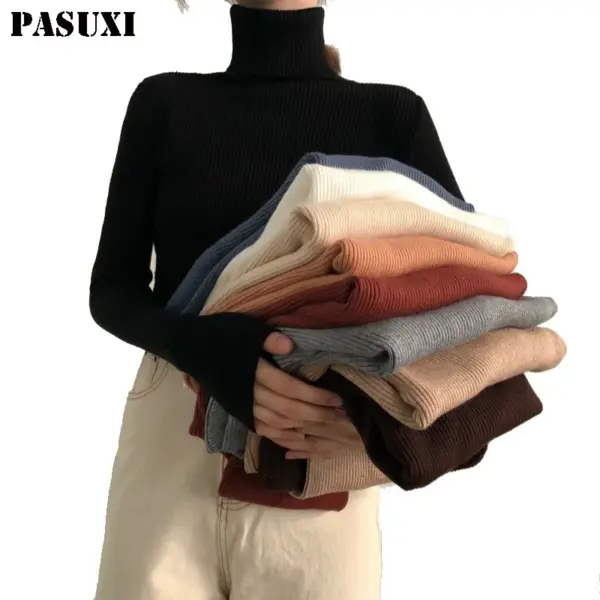 PASUXI Winter Knitting Pullover Sweatshirt Top Ladies Long Sleeve Tops Turtleneck Basic Jumpers Women Clothes Sweaters PASUXI Winter Knitting Pullover Sweatshirt Top Ladies Long Sleeve Tops Turtleneck Basic Jumpers Women Clothes Sweaters