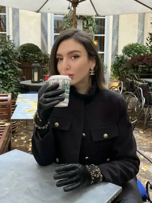 Women 2024 Autumn Winter Small Fragrance Fashion Coat Button-Decorated Round Neck Solid Color Short Suit Jacket