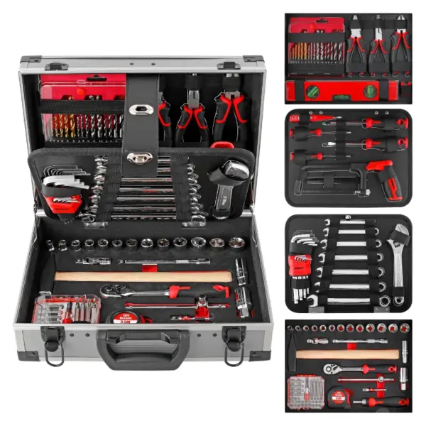 Professional Home DIY & Garage Auto Mechanics Tool Kit Set. Sockets, Wrenches, Pliers Tools in a Metal Tool Chest. OEM ODM Ready