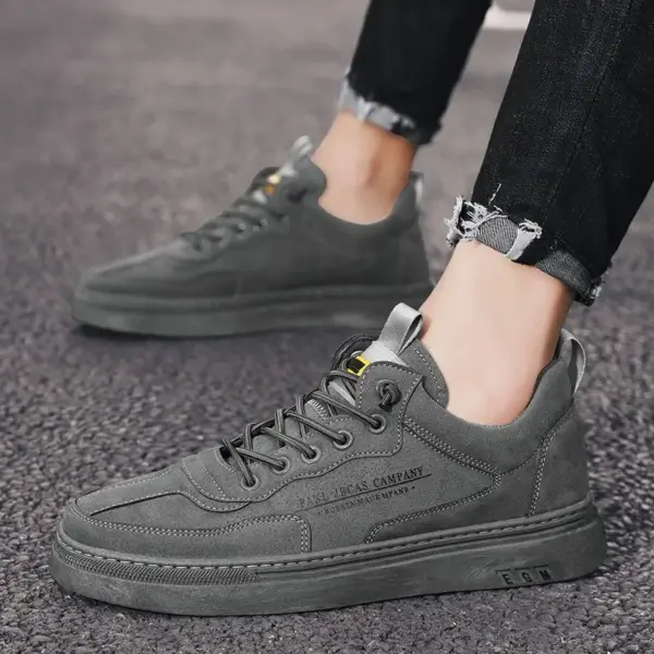 Hot New Men's Sport Running Casual Basketball Shoes Black PU Leather Best Selling Lace-Up Sneakers Lightweight Flat Style